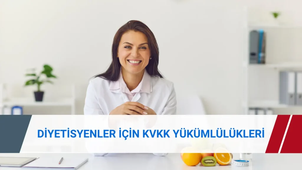 Diyetisyenlik hizmetlerinde danışan sağlık verileri, ölçüm kayıtları, online takip ve KVKK uyum sürecini gösteren kurumsal görsel.