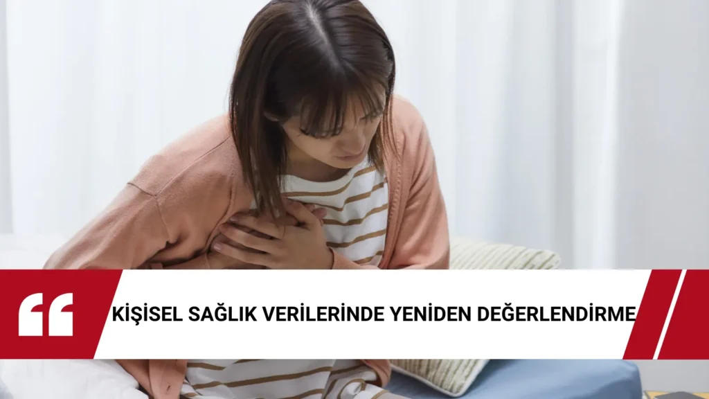 Kişisel sağlık verilerinde yeniden değerlendirme, geçmiş tanılar ve güncel sağlık raporu sürecini anlatan KVKK rehber görseli.