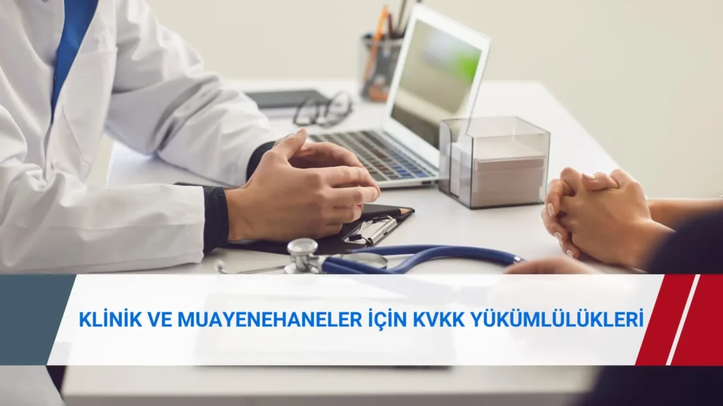 Klinik ve muayenehanelerde hasta verileri, sağlık verisi güvenliği ve KVKK uyum sürecini anlatan görsel