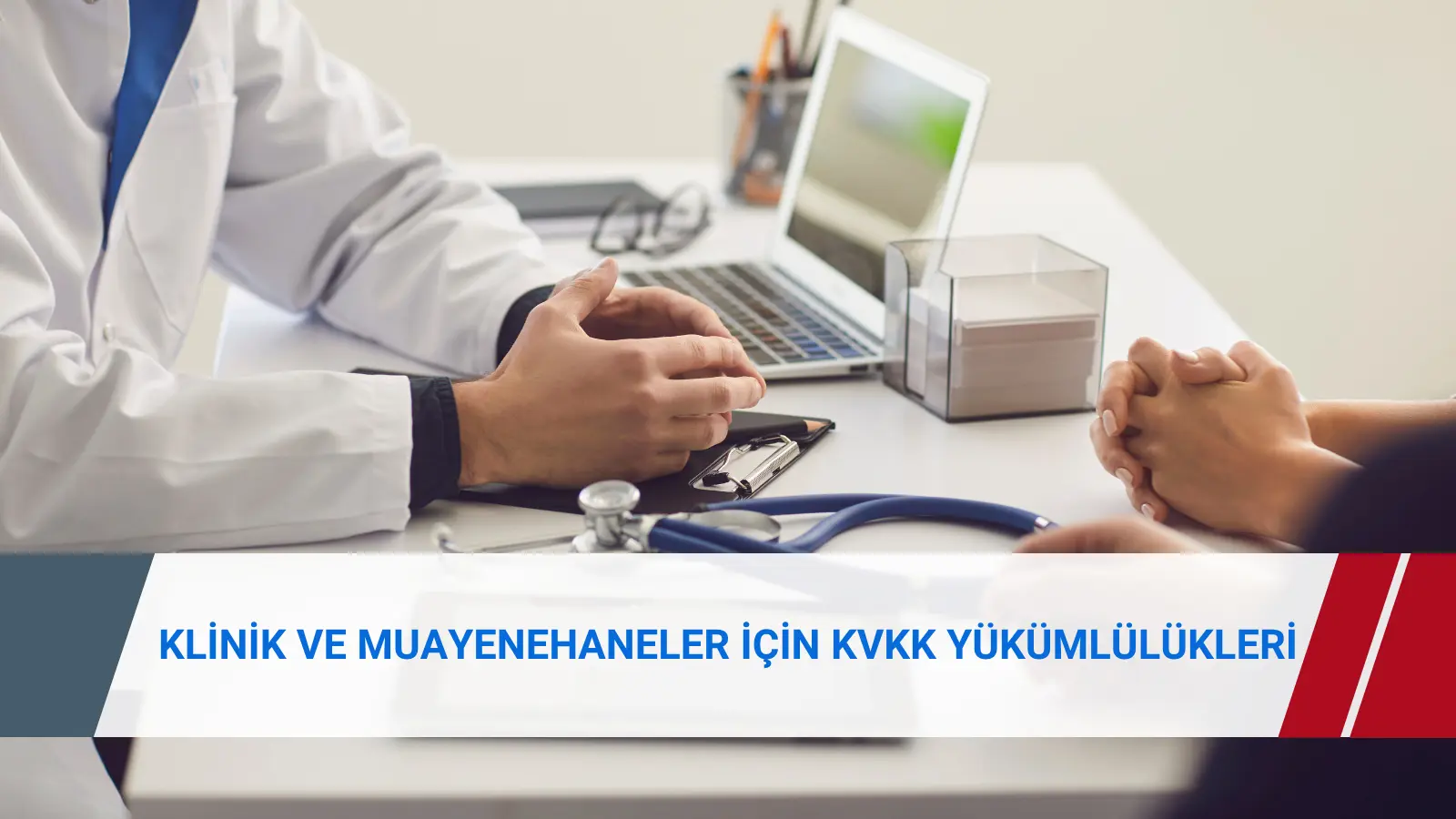 Klinik ve muayenehanelerde hasta verileri, sağlık verisi güvenliği ve KVKK uyum sürecini anlatan görsel